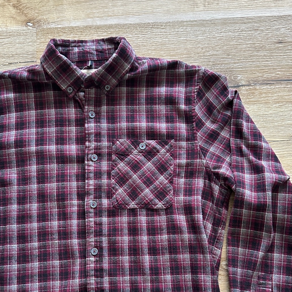 Boston Traders Burgundy Plaid Button-Down Shirt